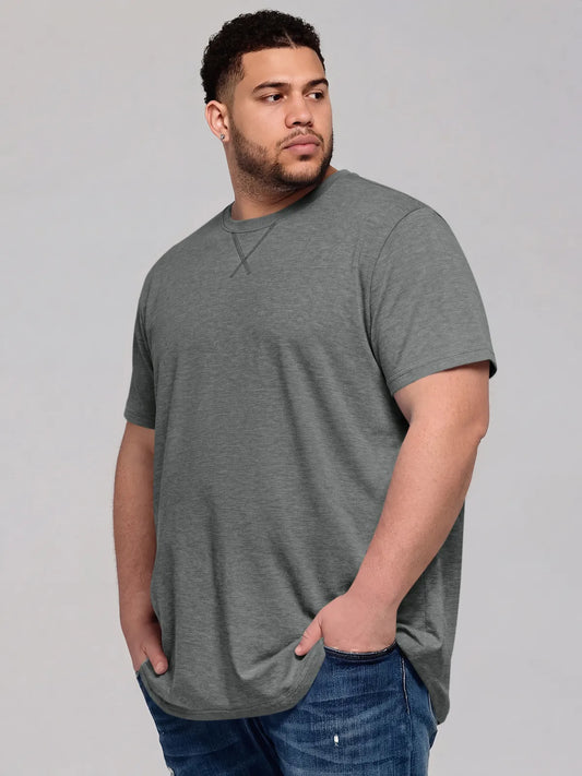 Runcati Mens Grey Crew Neck Casual T-Shirt