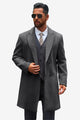 Runcati Mens Dark Grey Mid Long Pea Coat