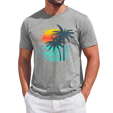 Runcati Mens Grey Palm Tree Tee