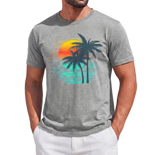 Runcati Mens Grey Palm Tree Tee