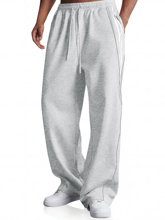 Runcati Mens Grey Striped Y2K Track Pants