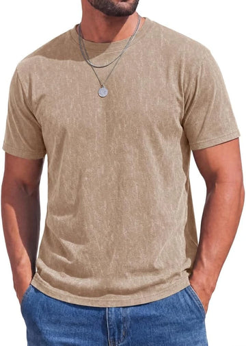 Runcati Mens Khaki Casual Summer Tee