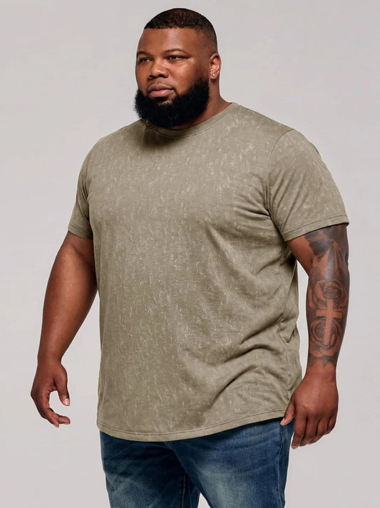Runcati Mens Khaki Crew Neck Cotton Tee