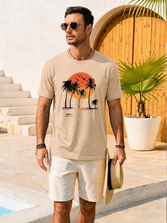 Runcati Mens Khaki Island Graphic Tee