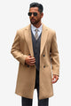 Runcati Mens Khaki Mid Long Pea Coat