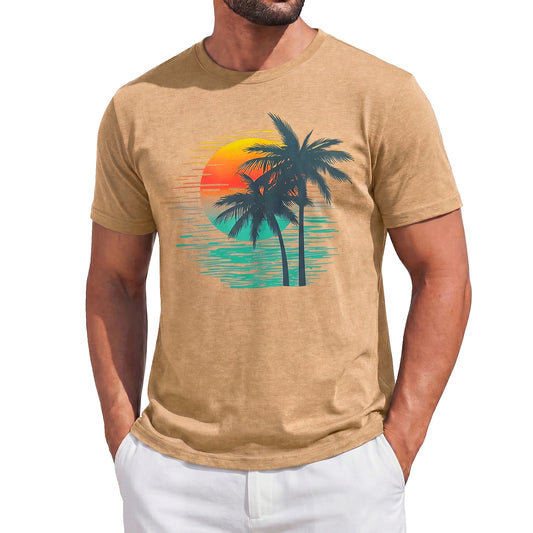 Runcati Mens Khaki Palm Tree Tee