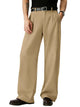 Runcati Mens Khaki Pleated Wide Pants