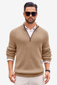 Runcati Mens Khaki Quarter-Zip Sweater