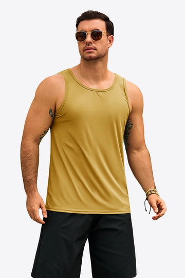 Runcati Mens Khaki Sleeveless Tank Tops