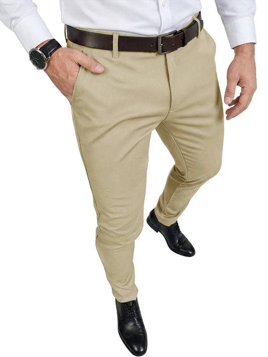 Runcati Mens Khaki Tapered Chino Pants