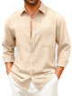 Runcati Mens Light Khaki Button Down Shirts