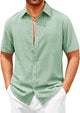 Runcati Mens Mint Linen Vacation Shirt