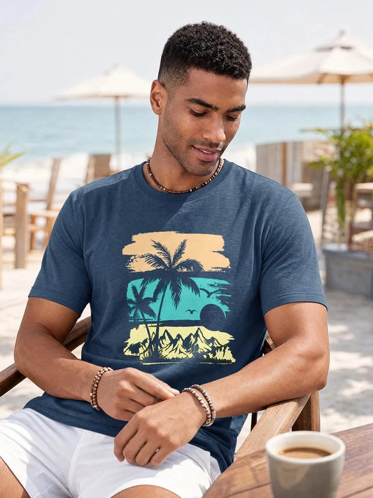 Runcati Mens Navy Mountain Graphic Tee