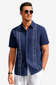 Runcati Mens Navy Blue Guayabera Shirts