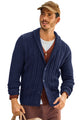Runcati Mens Navy Button Down Shawl Collar Cardigan Sweaters