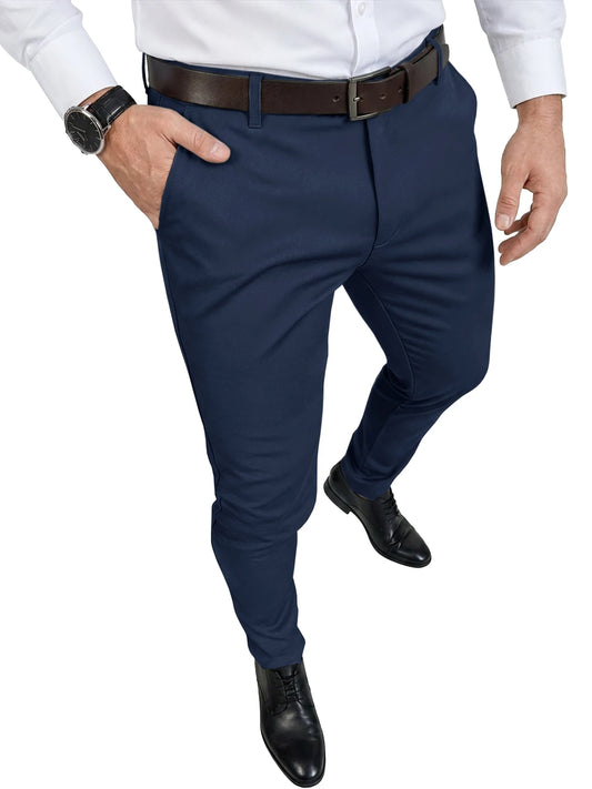Runcati Mens Navy Casual Stretch Pants