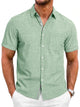 Runcati Mens Olive Linen Button Shirt