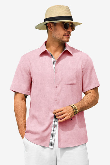 Runcati Mens Pink Short Sleeve Shirts
