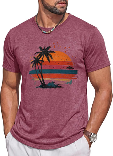 Runcati Mens Purple Hawaiian Graphic Tee