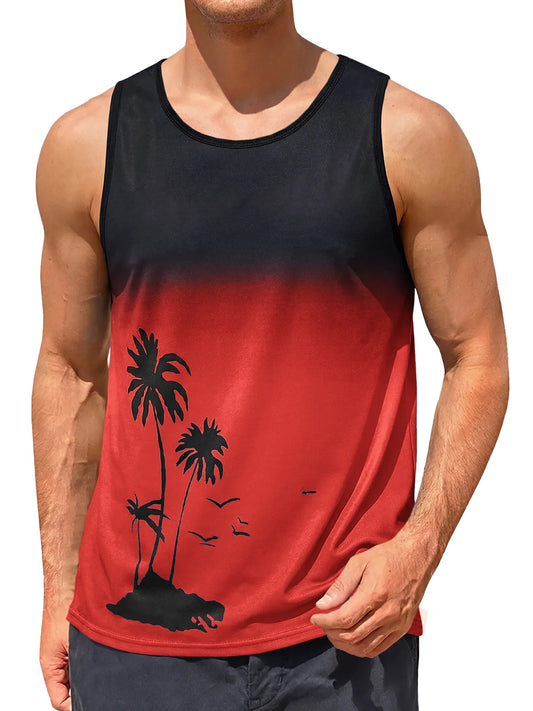 Runcati Mens Red Casual Tank Tops