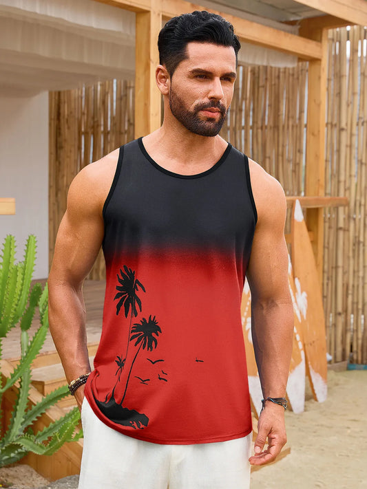Runcati Mens Red Casual Tank Tops