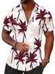 Runcati Mens Red Hawaiian Button Down Shirts