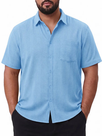 Runcati Mens Sky Blue Big and Tall Shirts