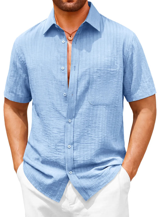 Runcati Mens Sky Blue Button Down Shirts
