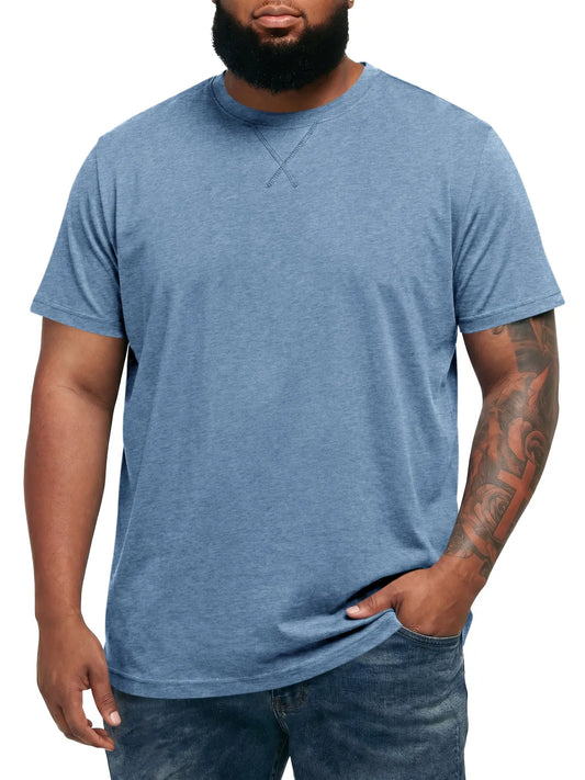 Runcati Mens Sky Blue Crew Neck Casual T-Shirt