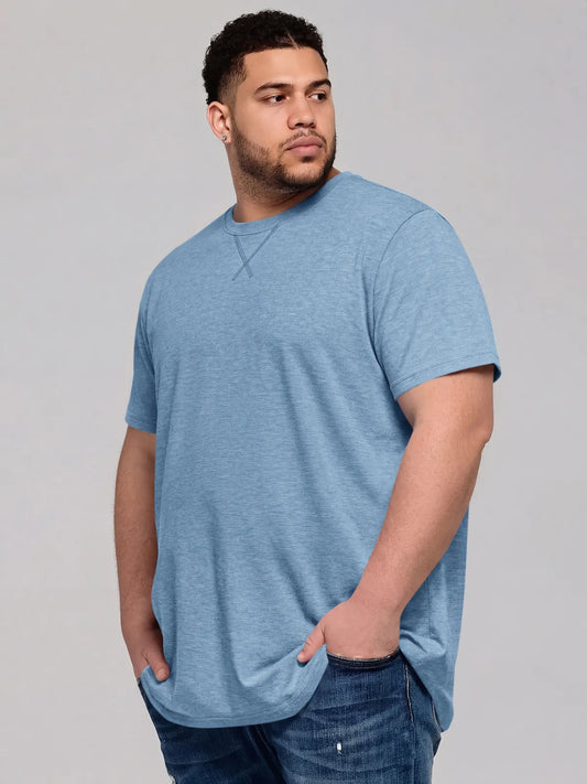Runcati Mens Sky Blue Crew Neck Casual T-Shirt