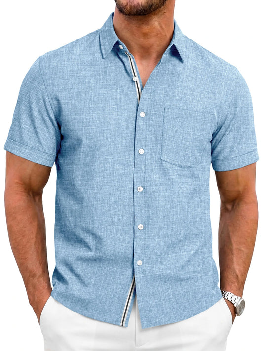 Runcati Mens Sky Blue Linen Shirt