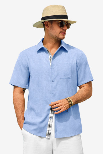 Runcati Mens Sky Blue Short Sleeve Shirts