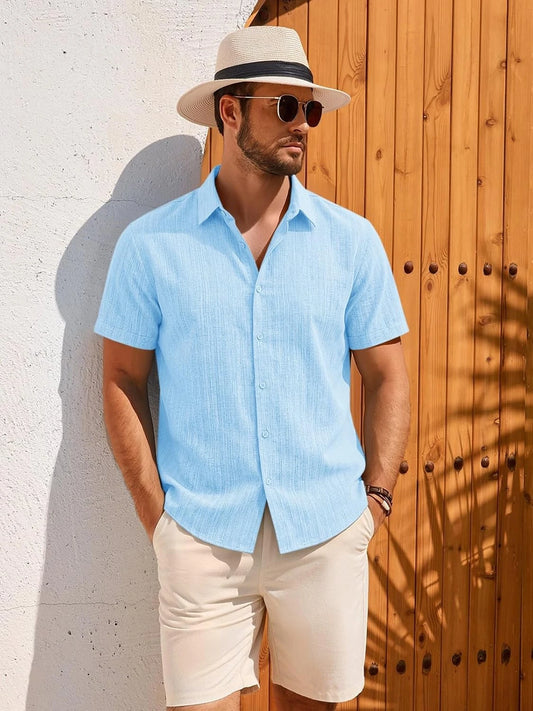 Runcati Mens Sky Blue Short Sleeve Shirt