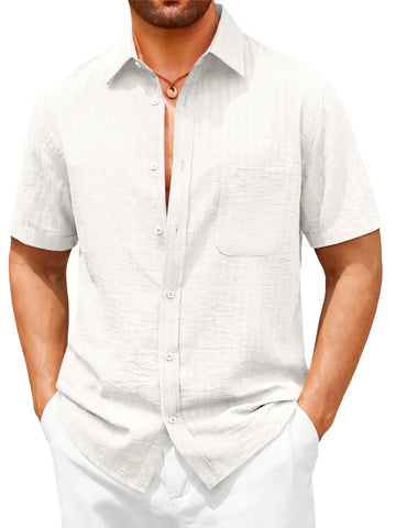 Runcati Mens White Button Down Shirts