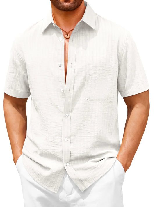 Runcati Mens White Button Down Shirts