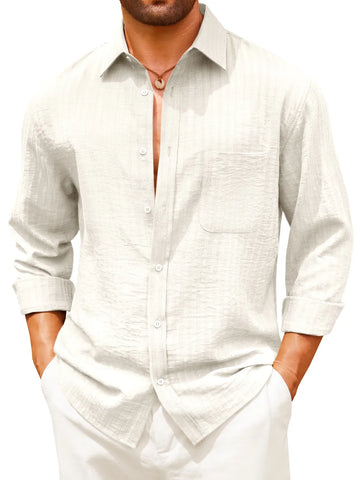 Runcati Mens White Button Down Shirts