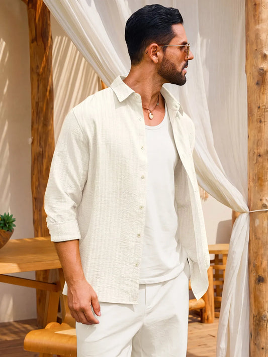 Runcati Mens White Button Down Shirts