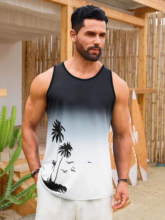 Runcati Mens White Casual Tank Tops