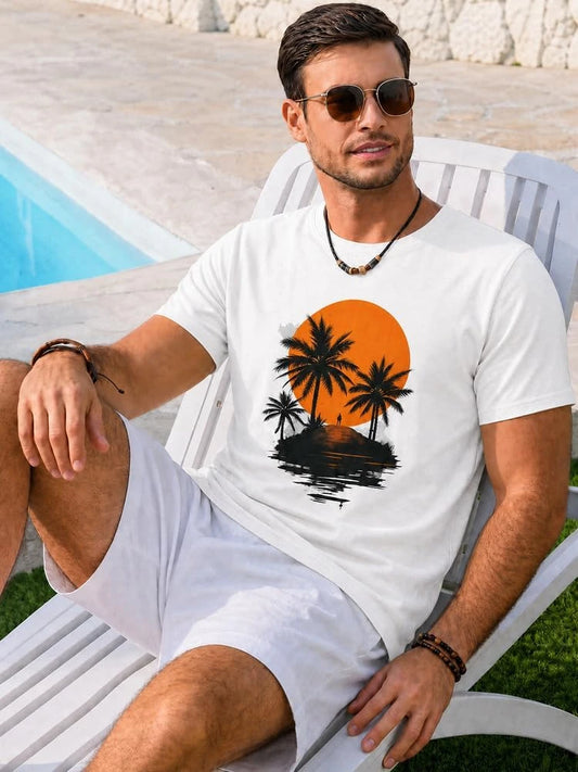 Runcati Mens White Coastal Graphic Tee