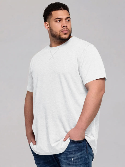Runcati Mens White Crew Neck Casual T-Shirt
