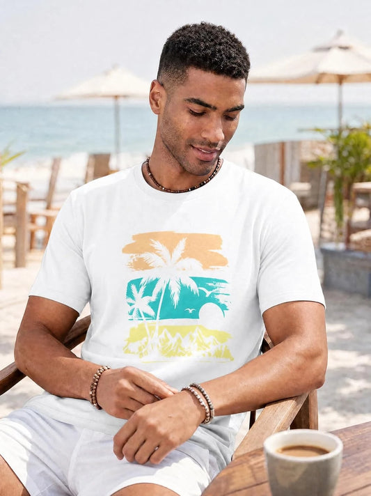 Runcati Mens White Mountain Graphic Tee