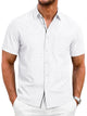 Runcati Mens White Linen Button Shirt