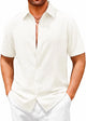 Runcati Mens White Linen Button Shirt