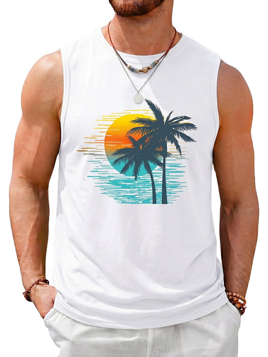 Runcati Mens White Palm Tree Tee