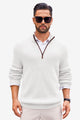 Runcati Mens White Quarter-Zip Sweater