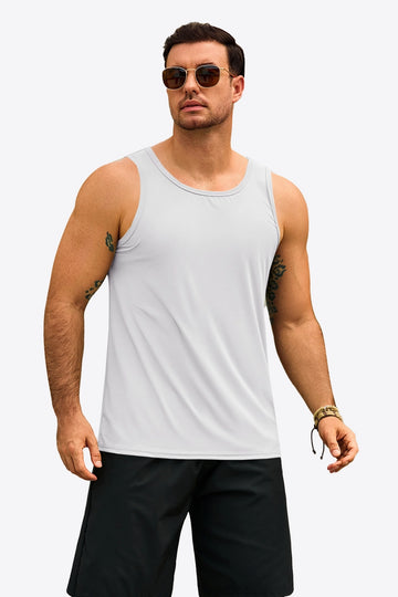 Runcati Mens White Sleeveless Tank Tops
