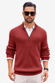 Runcati Mens Wine Red Quarter-Zip Sweater