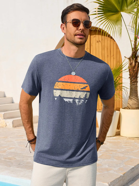 Runcati Navy Blue Short Sleeve T-Shirts