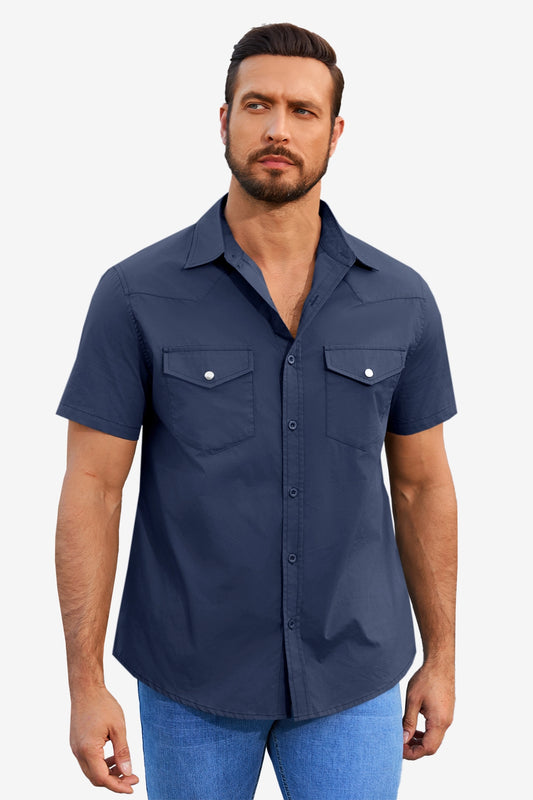 Runcati Navy Blue Casual Summer Shirt
