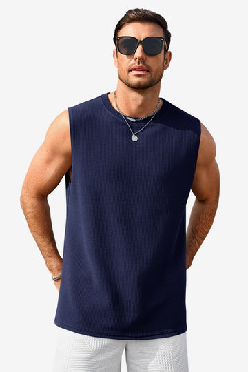 Runcati Navy Blue Gym Muscle Tank Tops